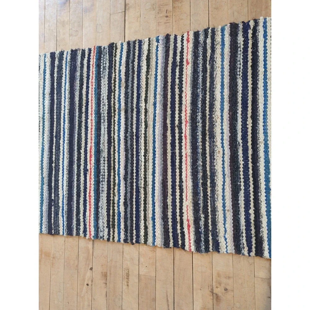Antique Imported Swedish Hand‎ Made Rag Rug Runner (27.5